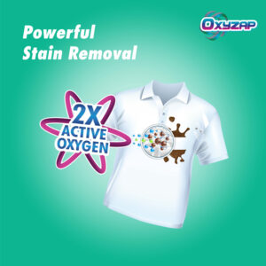 powerful stain removal with 2X active oxygen